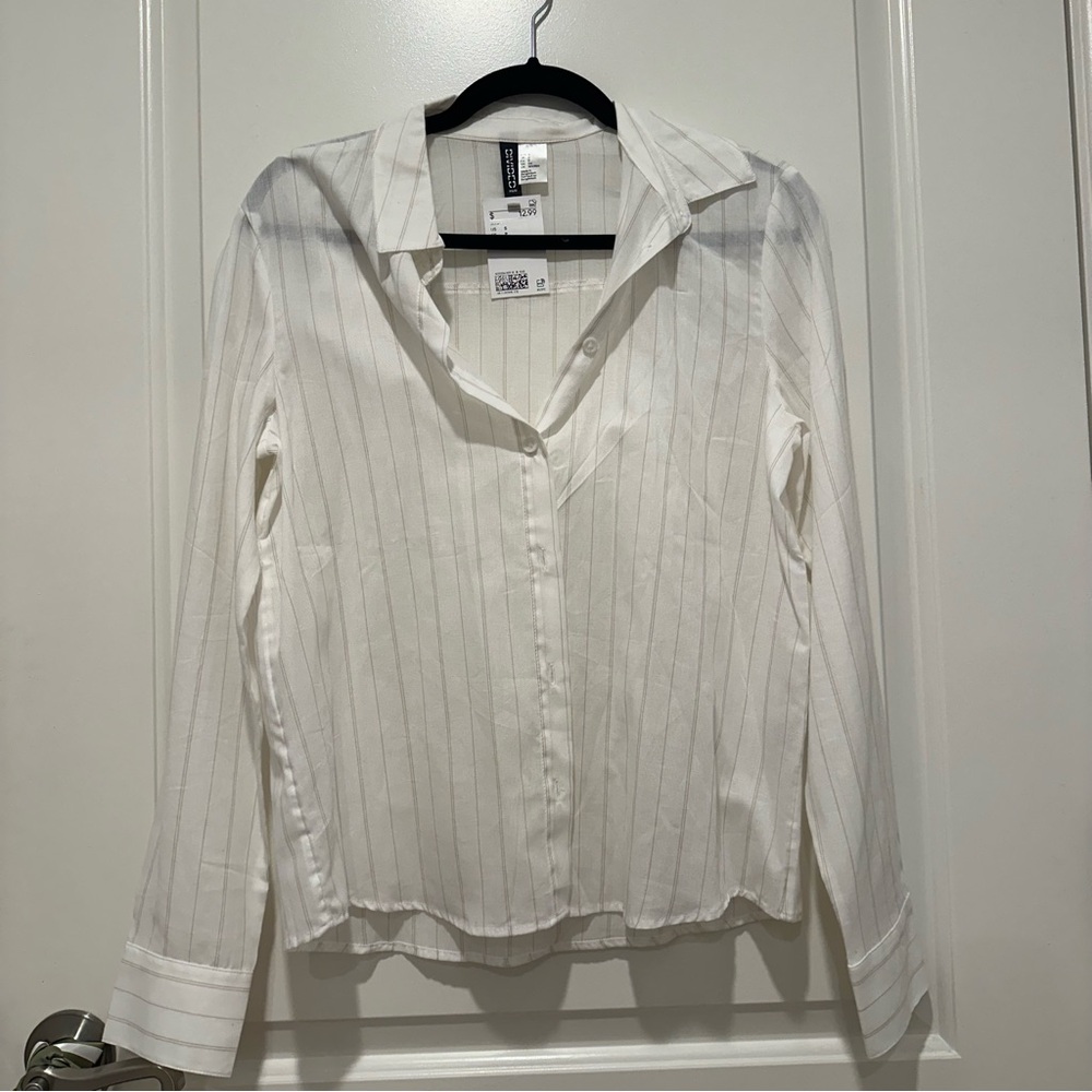 H&M Small Sheer White Striped Blouse